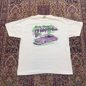 VTG 90s Randy Rhodes Grapevine T Shirt Purple Car Graphic Print White XL USA